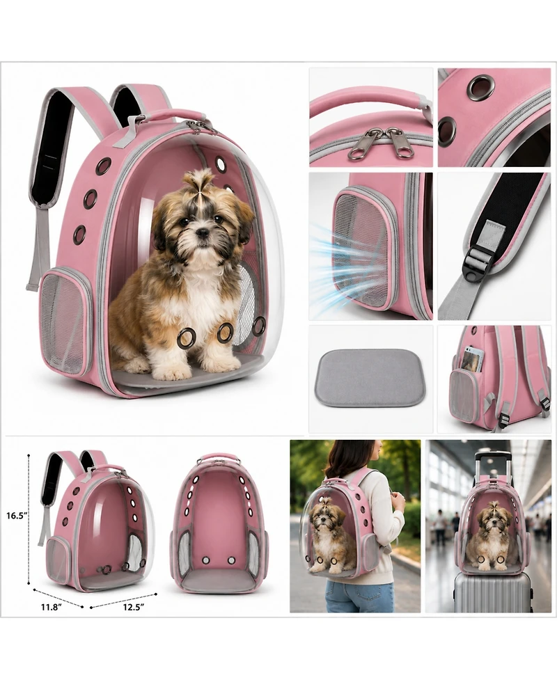 ProMounts Breathable Transparent Pet Carrier Bag for Cats and Small Dogs – Portable Space Capsule with Zipper, Ideal for Travel and Outdoor Adventures