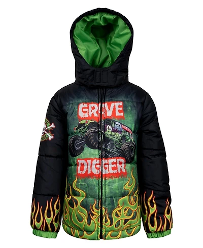 Monster Jam Toddler Boys Zip Up Winter Coat Puffer Jacket