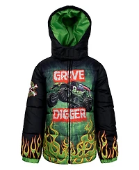 Monster Jam Toddler Boys Zip Up Winter Coat Puffer Jacket