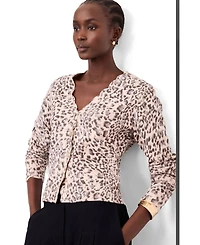 Mint Velvet Women's Leopard Print Scallop Trim Cardigan