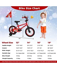 Hongge 14-Inch Kids Bike with Training Wheels Festive Music and Safety Flag Ages 3-5