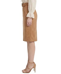 Ny Collection Petite High-Waisted Pencil Midi Faux Suede Skirt
