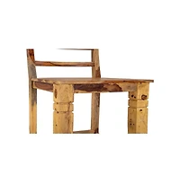 Taos Solid Sheesham Wood Ladderback 30" Bar Height Bar Stool, Natural (Set of 2)
