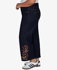 Ruby Rd. Plus Pull-On Wide-Leg Embroidered Jeans
