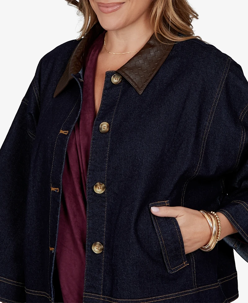 Ruby Rd. Plus Stretch 3/4-Sleeve Denim Jacket