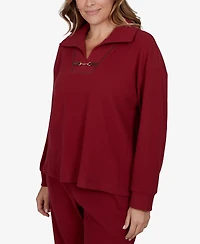 Ruby Rd. Plus Collared Long-Sleeve Ribbed Top