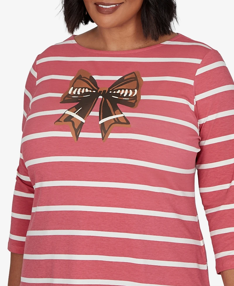 Ruby Rd. Plus Boat Neck 3/4-Sleeve Striped T-Shirt