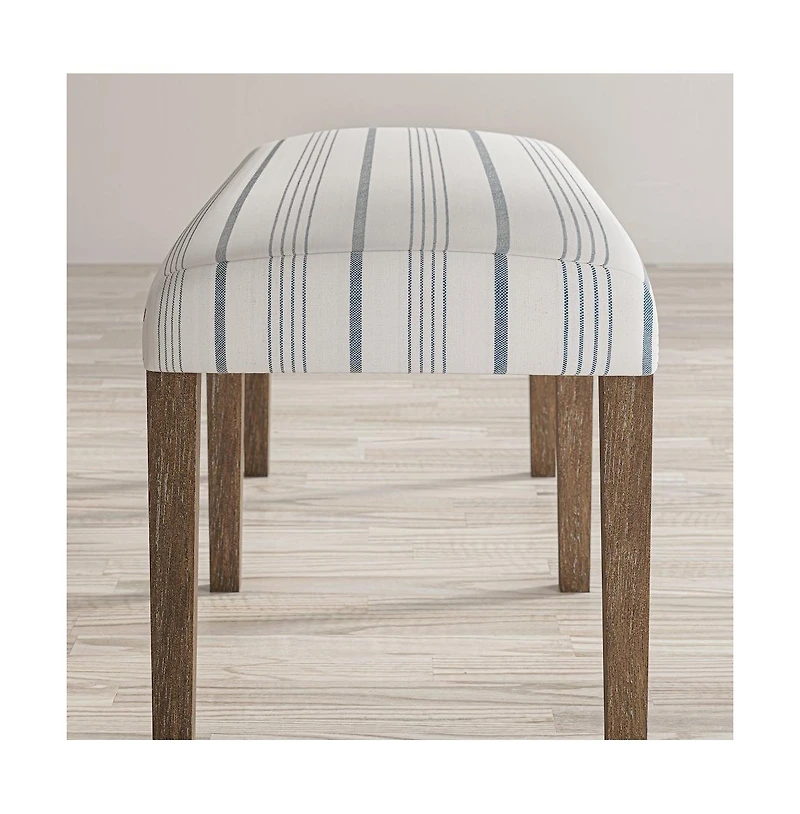 Jofran Eastern Tides Coastal Wire-Brushed Wood 46" Upholstered Dining Bench