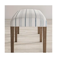 Jofran Eastern Tides Coastal Wire-Brushed Wood 46" Upholstered Dining Bench