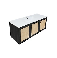 Classe 48" Wall-Mounted Bathroom Vanity in Black Oak