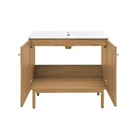 Swiss Madison Classe 36" Freestanding Bathroom Vanity in Golden Oak with Sink Top