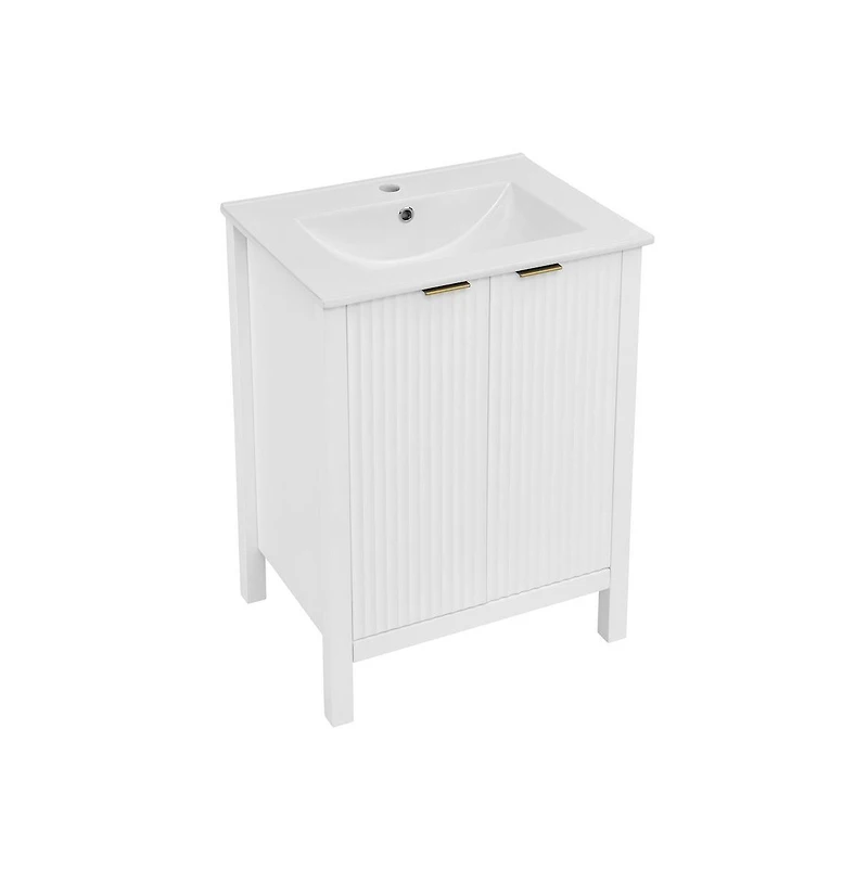 Swiss Madison Bastille 24" Freestanding Bathroom Vanity in White with Sink Top