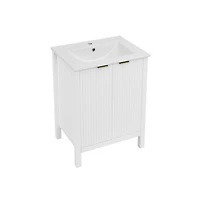 Swiss Madison Bastille 24" Freestanding Bathroom Vanity in White with Sink Top