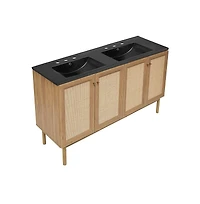 Swiss Madison60" Freestanding Bathroom Vanity, 3-Hole Widespread Double Basin Sink Top