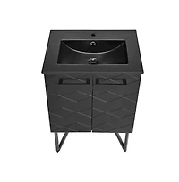 Swiss Madison Annecy 24 in. Phantom Black Bathroom Vanity With Black Ceramic Sink Top