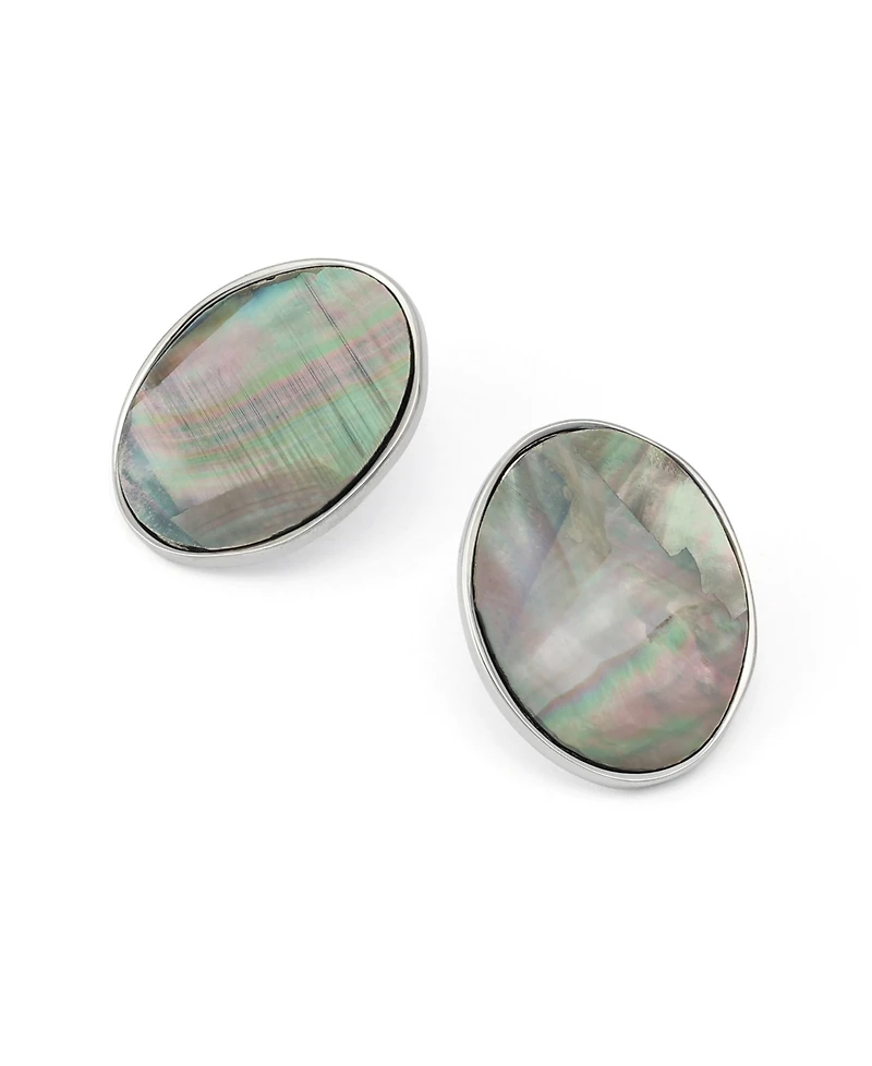 Robert Lee Morris Soho Black Lip Imitation Pearl Oval Button Earrings
