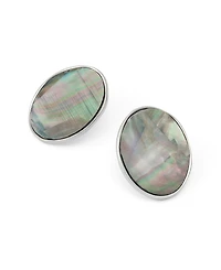 Robert Lee Morris Soho Black Lip Imitation Pearl Oval Button Earrings