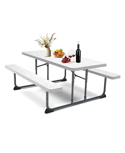 Skonyon 6ft Picnic Table with 2 Benches Heavy-Duty Table for 6-8 Person