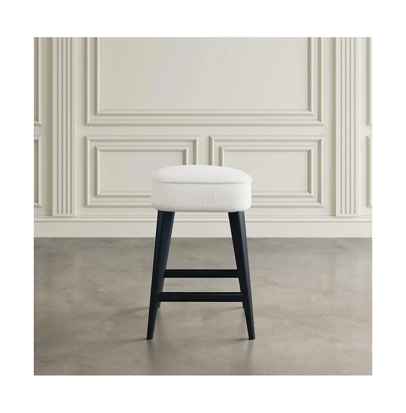 Jofran Wes Mid-Century Modern Boucle Upholstery Backless Counter Barstool (Set of 2)