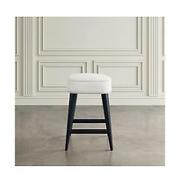 Jofran Wes Mid-Century Modern Boucle Upholstery Backless Counter Barstool (Set of 2)