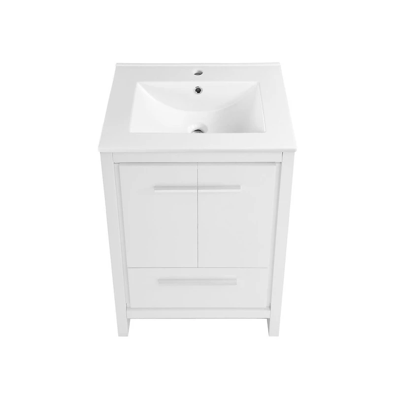 Swiss MadisonVirage 24" Freestanding Bathroom Vanity in White with Sink Top