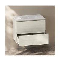 Swiss Madison Liberte 30" Wall-Mounted Bathroom Vanity in White Oak with Sink Top