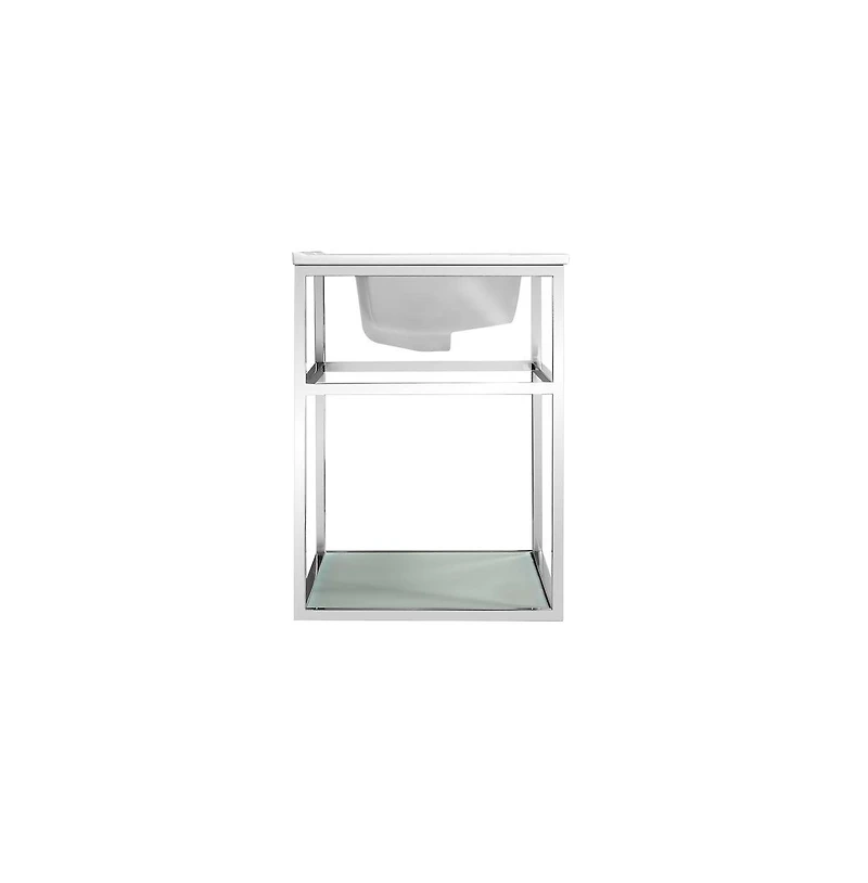 Swiss Madison Pierre 24 Single, Open Shelf, Chrome Metal Frame Bathroom Vanity