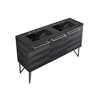 Swiss Madison 60 in. Mdf Double Basin 3-Hole Artificial Stone Sink Top Bathroom Vanity