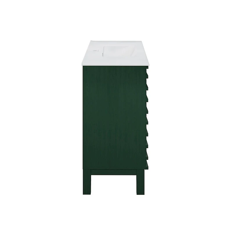 Swiss Madison Cascade 36" Freestanding Bathroom Vanity in Green Oak with Sink Top