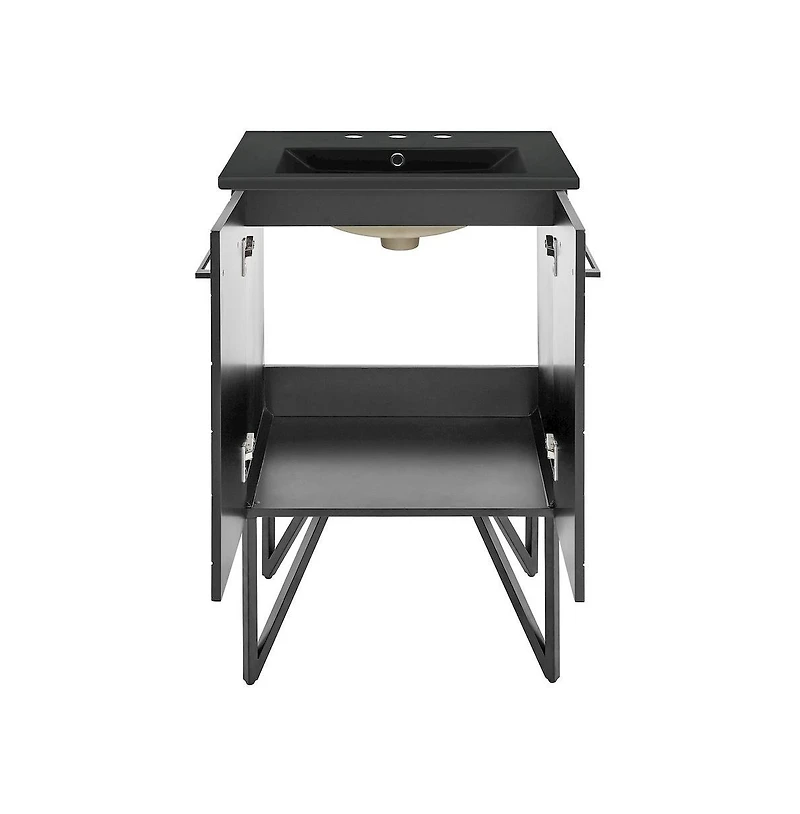Swiss MadisonAnnecy 24 in. Phantom Black Bathroom Vanity With Black, 3-Hole Ceramic Sink Top
