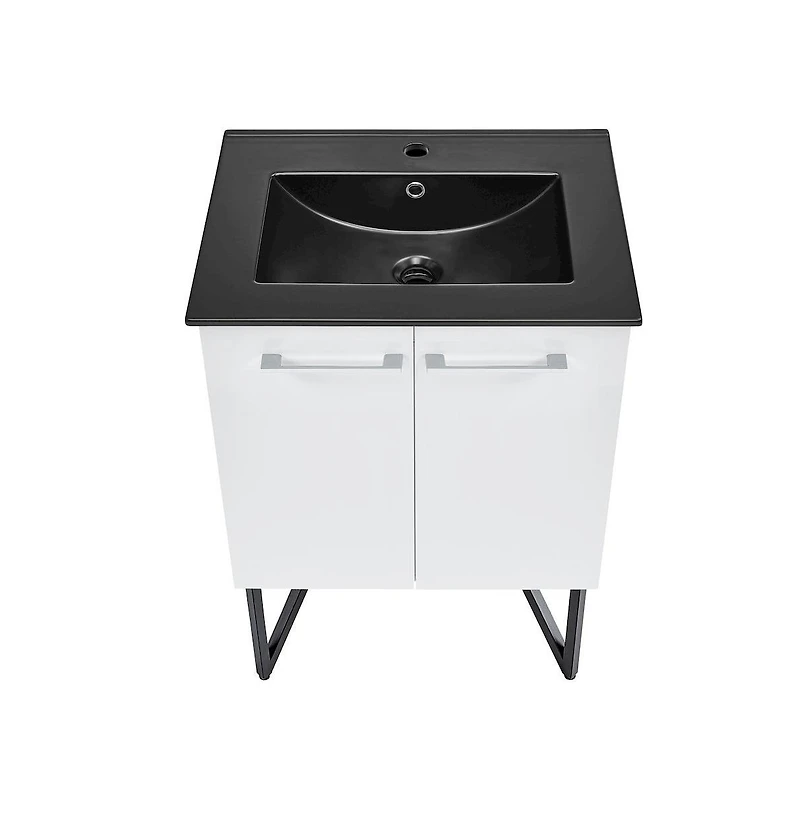 Swiss Madison Annecy 24 in. White Bathroom Vanity With Black Ceramic Sink Top