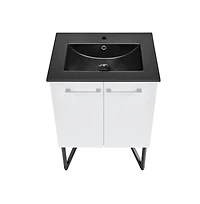 Swiss Madison Annecy 24 in. White Bathroom Vanity With Black Ceramic Sink Top