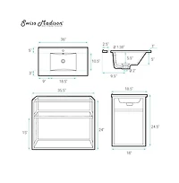 Pierre 36 Single, Metal Frame, Open Shelf, Bathroom Vanity