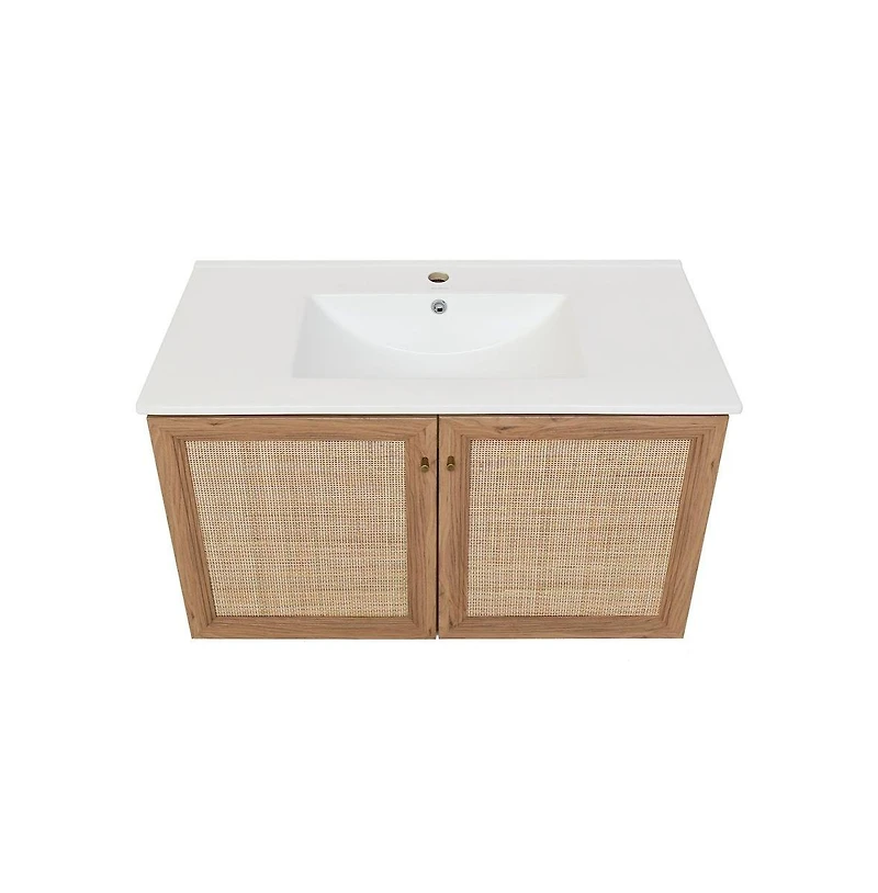 Swiss Madison Classe 36" Wall-Mounted Bathroom Vanity in Oak