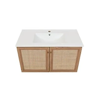 Swiss Madison Classe 36" Wall-Mounted Bathroom Vanity in Oak