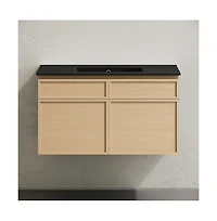 Swiss Madison St. Tropez 36" Wall-Mounted Bathroom Vanity in Natural Oak with Sink Top