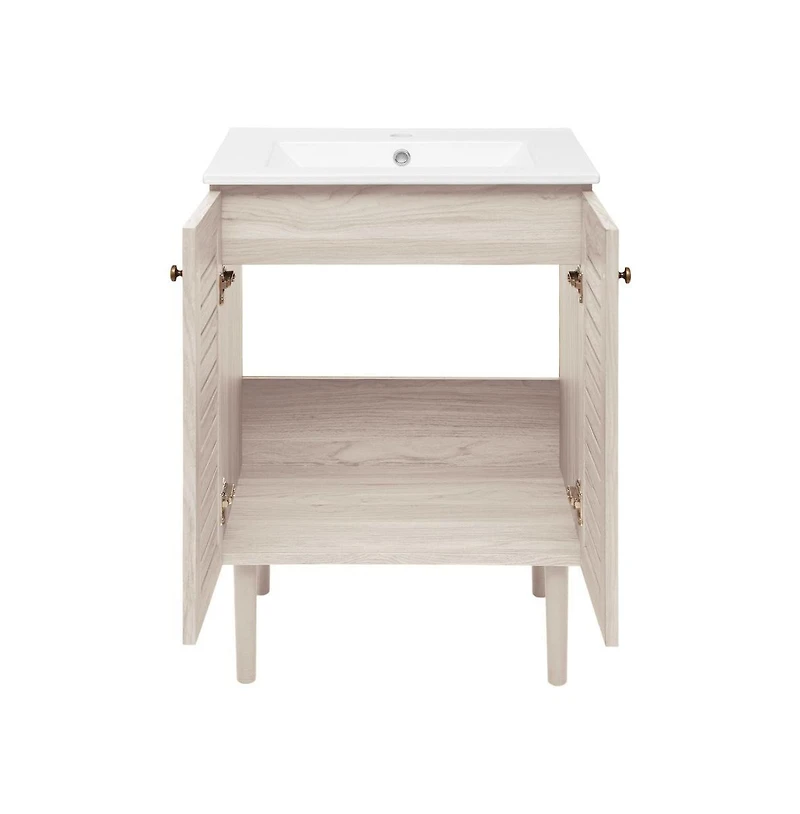 Swiss Madison Bron 24" Freestanding Bathroom Vanity in White Oak with Sink Top