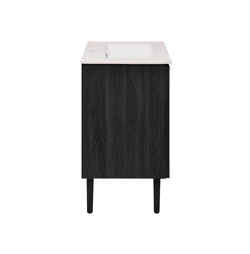 Swiss Madison Bron 24" Freestanding Bathroom Vanity in Black Oak with Sink Top