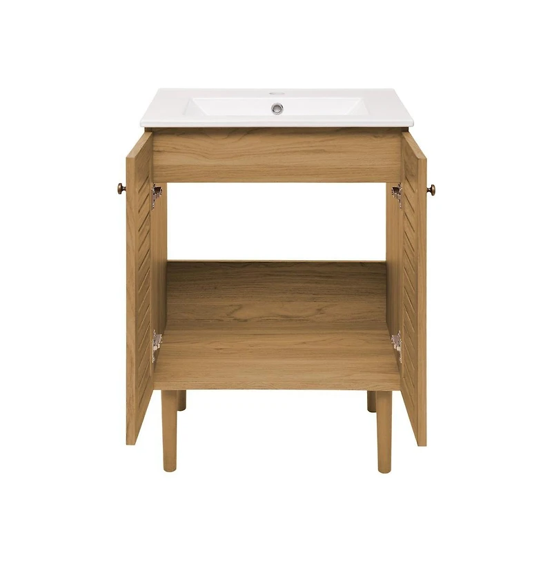 Bron 24" Freestanding Bathroom Vanity in Golden Oak with Sink Top