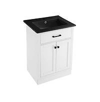 Swiss MadisonBurdon 24 in. Brown Bathroom Vanity With Black Ceramic Sink Top
