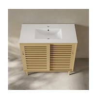 Swiss Madison Delice 36" Freestanding Bathroom Vanity in Natural Oak with Sink Top