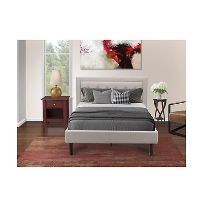 East West Furniture FN08F-1GA13 2-Piece Platform Bedroom Set with 1 Wood Bed Frame and a Mid Century Modern Nightstand