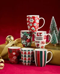 Certified International Holiday Spruce Mugs, Set of 6