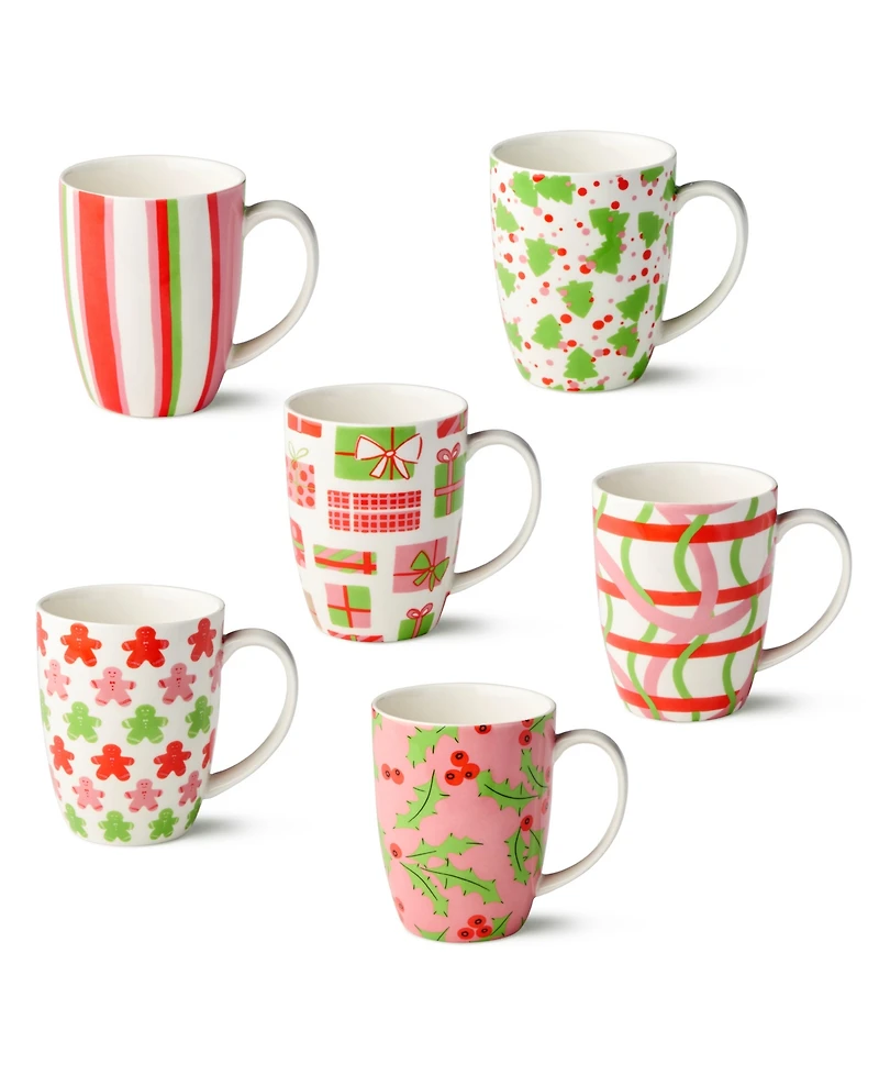 Certified International Scarlet Ribbon Mugs, Set of 6