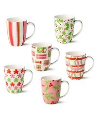 Certified International Scarlet Ribbon Mugs, Set of 6