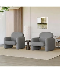 gaomon Accent Chair Set of 2 Linen Upholstered Armchair with Ergonomic Lumbar Support Solid Wood Frame Pet-Friendly for Living Room Bedroom Office