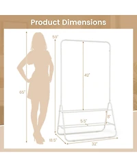 Sugift Heavy Duty Clothes Rack with Hanging Rod and 2 Storage Shelves Freestanding Garment Organizer