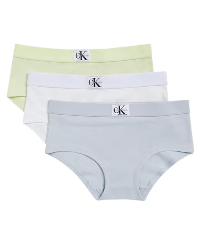 Calvin Klein Girls' 6-16 Seven Cotton Span Monologo Underwear, 3-Pack