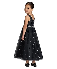 Mac Duggal Big Girls Pearl Embellished Tulle Maxi Dress