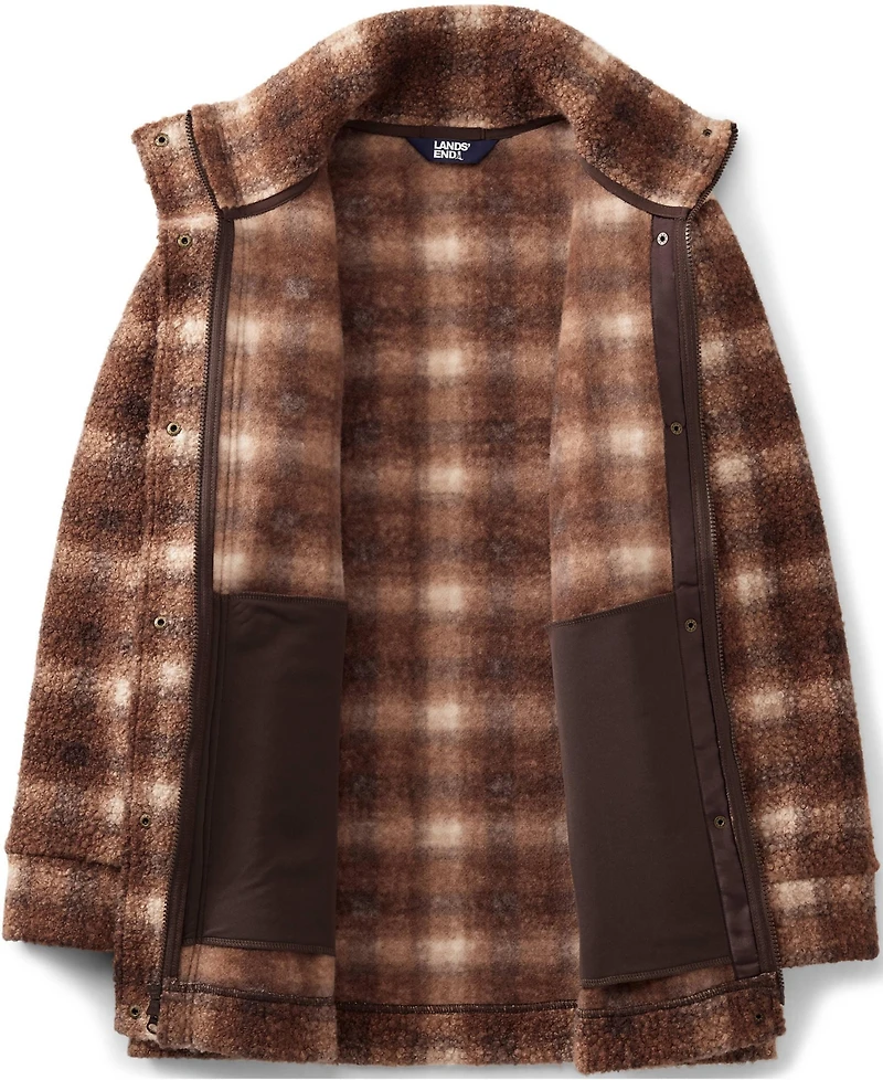 Lands' End Plus Print Boucle Fleece Coat